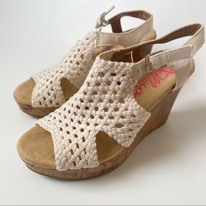 Cream White Canvas Wedges